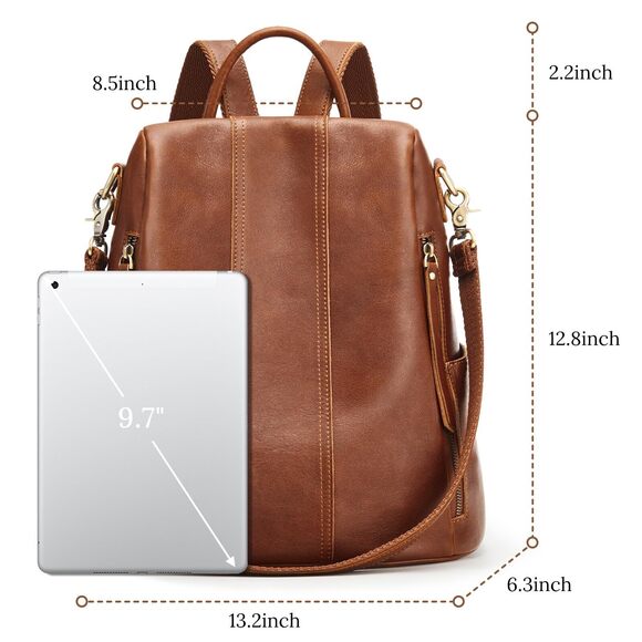 3331 Leather Backpack Purses Antitheft Soft Rucksack Shoulder Bag Medium main image 6